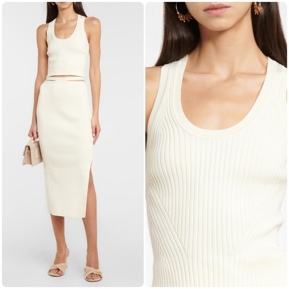 Jonathan Simkhai Cream Ribbed Tank Midi Set